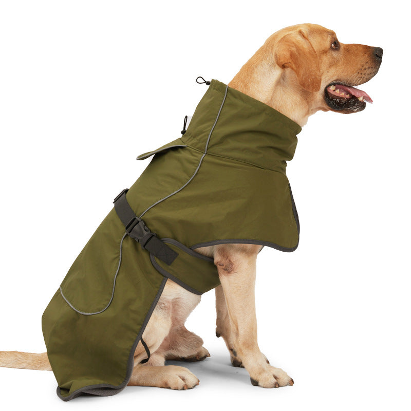 Fleece-Lined Dog Winter Cape — Reflective High Collar