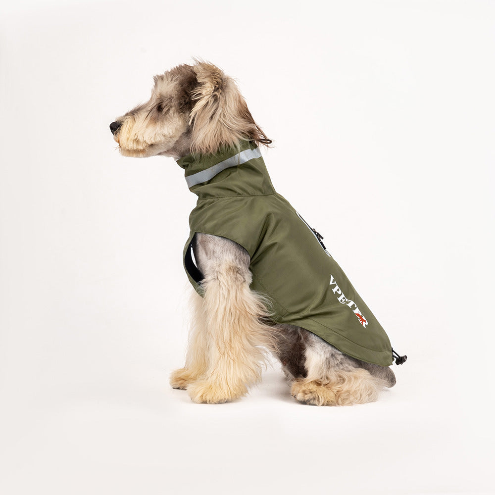 Olive Green reflective adjustable dog raincoat [PZ-806676119639-olive-green]