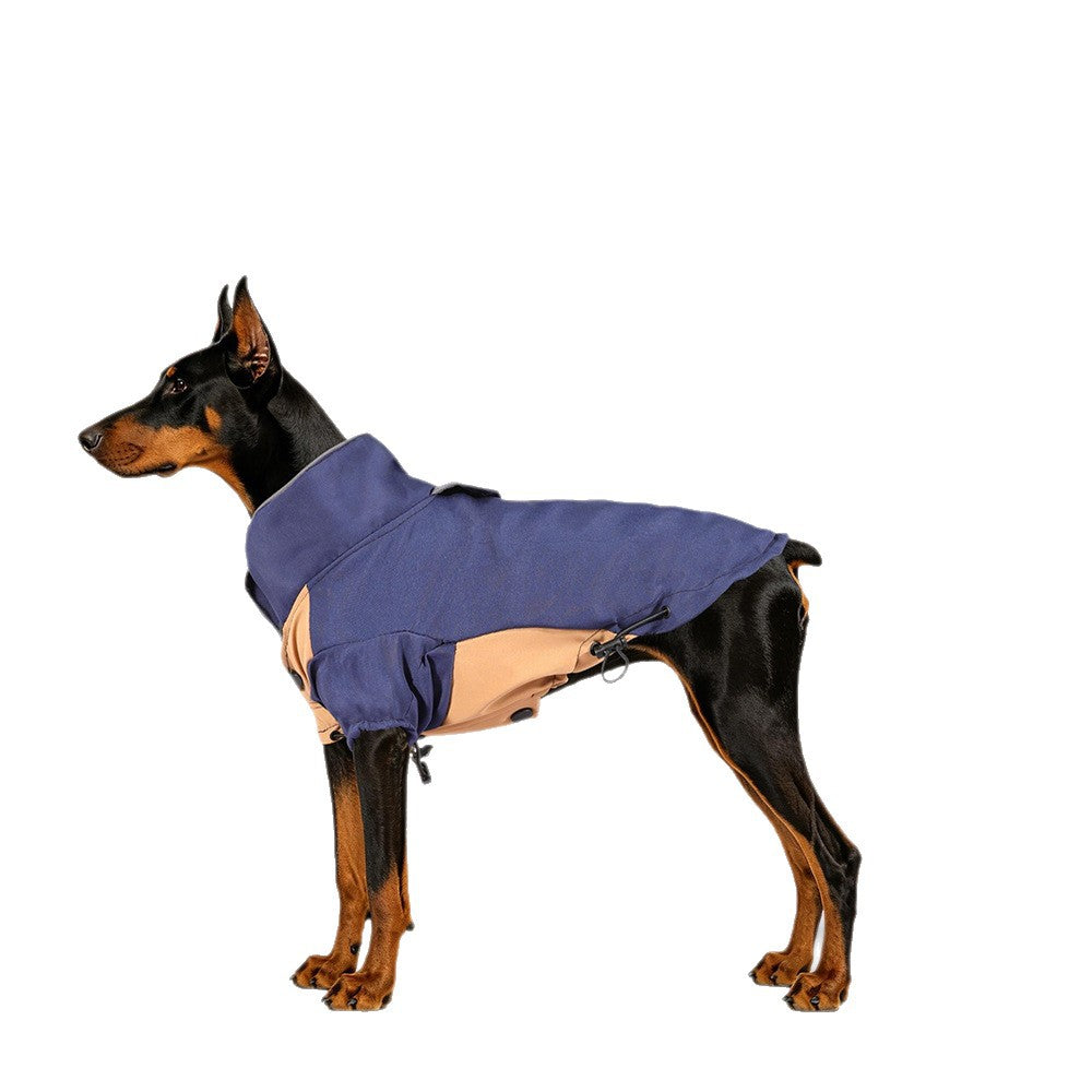 Navy blue and tan water-resistant reflective dog outdoor jacket [PZ-1069169858095-hero]