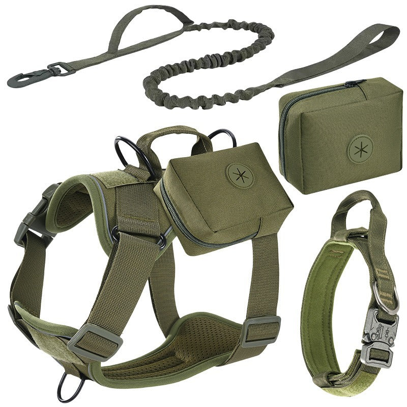 Army Green Four-Piece Tactical Dog Harness Set [PZ-1047704330660-color-army-green]