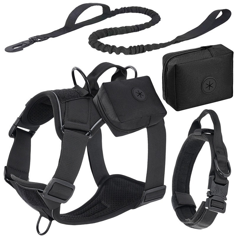 Black Four-Piece Tactical Dog Harness Set [PZ-1047704330660-color-black]