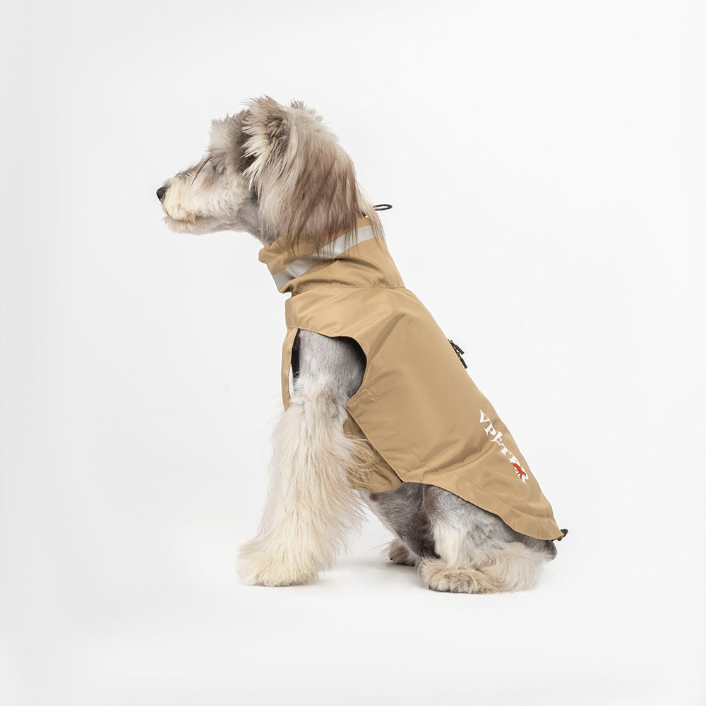 New Khaki reflective adjustable dog raincoat [PZ-806676119639-new-khaki]