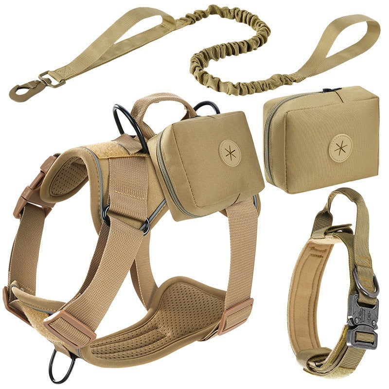 Khaki Four-Piece Tactical Dog Harness Set [PZ-1047704330660-color-khaki]