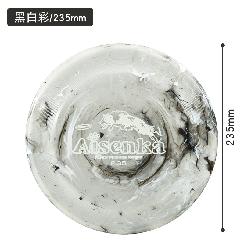Black & White Marble translucent dog flying disc, 235 mm / 9.25 in [PZ-1052655658944-black-white-235]