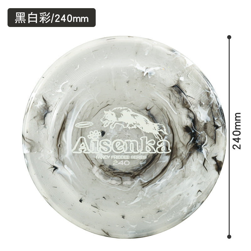 Black & White Marble translucent dog flying disc, 240 mm / 9.45 in [PZ-1052655658944-black-white-240]