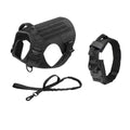 Tactical harness, collar and bungee leash set — black [PZ-1059684274128-black]