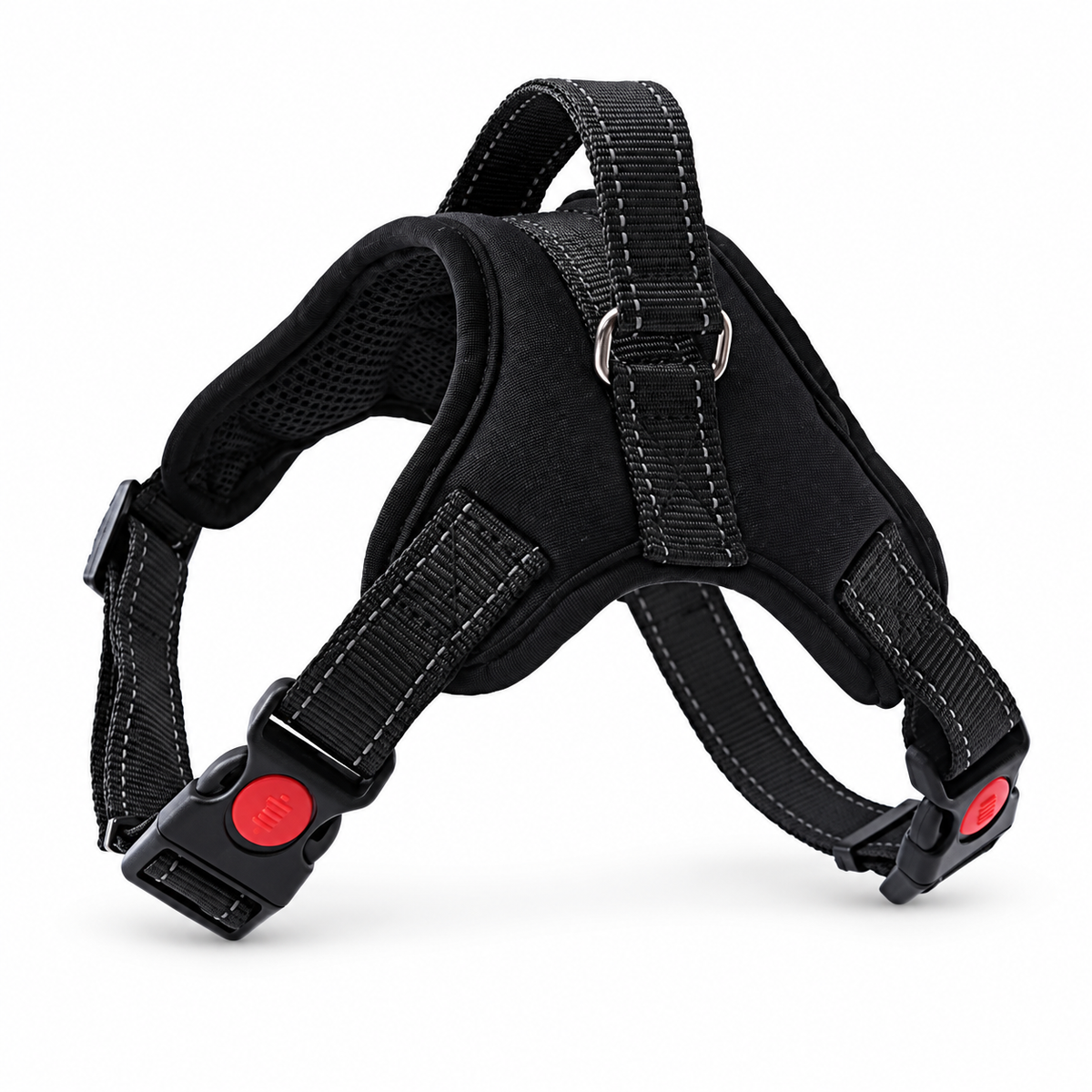 Black padded adjustable dog harness with top handle; harness only [PZ-1062162838955-black]