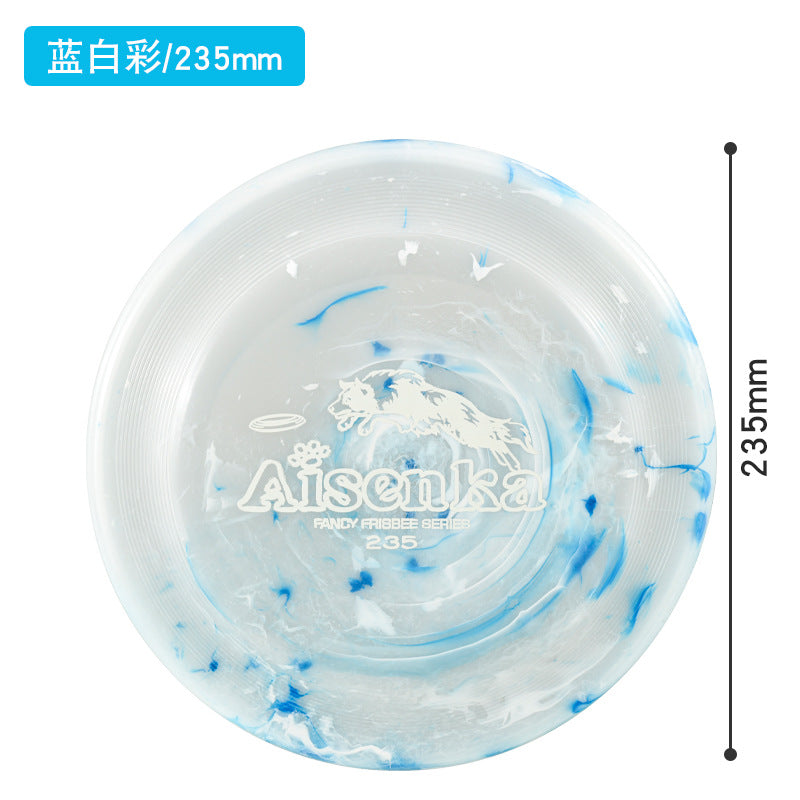 Blue & White Marble translucent dog flying disc, 235 mm / 9.25 in [PZ-1052655658944-blue-white-235]