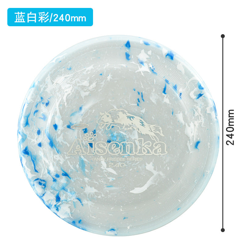 Blue & White Marble translucent dog flying disc, 240 mm / 9.45 in [PZ-1052655658944-blue-white-240]