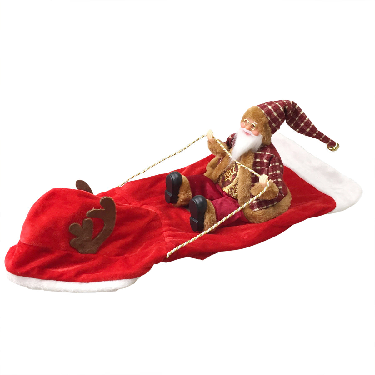 Burgundy & Brown Santa rider dog costume, supplier product view [PZ-597730251098-brown-santa]
