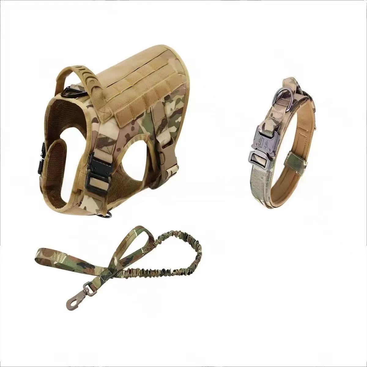 Tactical harness, collar and bungee leash set — camo [PZ-1059684274128-camo]