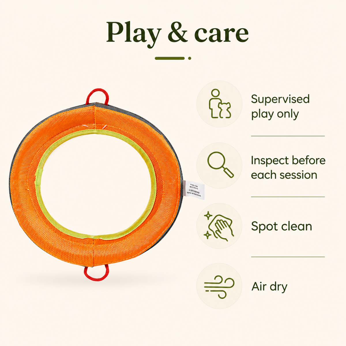 Canvas Squeaky Dog Flying Disc — supervised play and care guide [PZ-611847636840-care]