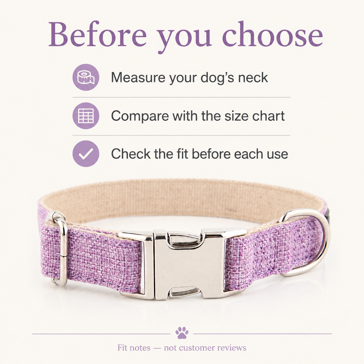 Lavender woven dog collar — fitnotes [PZ-827044449353-fitnotes]