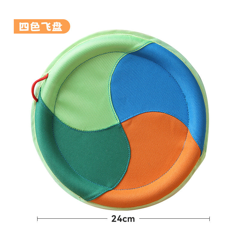 Canvas Squeaky Dog Flying Disc — 4-Color Disc [PZ-611847636840-four-color]