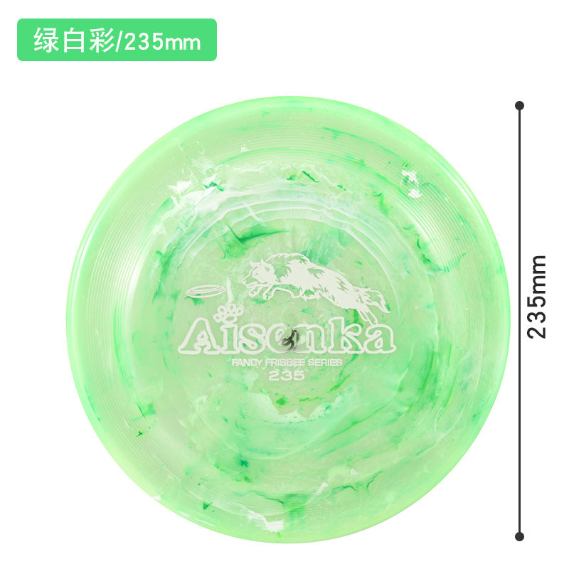 Green & White Marble translucent dog flying disc, 235 mm / 9.25 in [PZ-1052655658944-green-white-235]