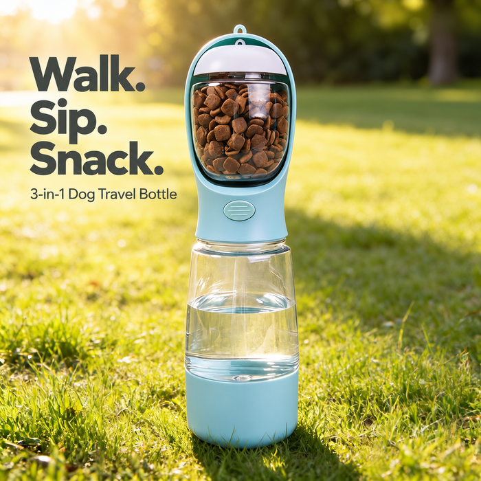 3-in-1 Dog Travel Water & Food Bottle — 400 ml