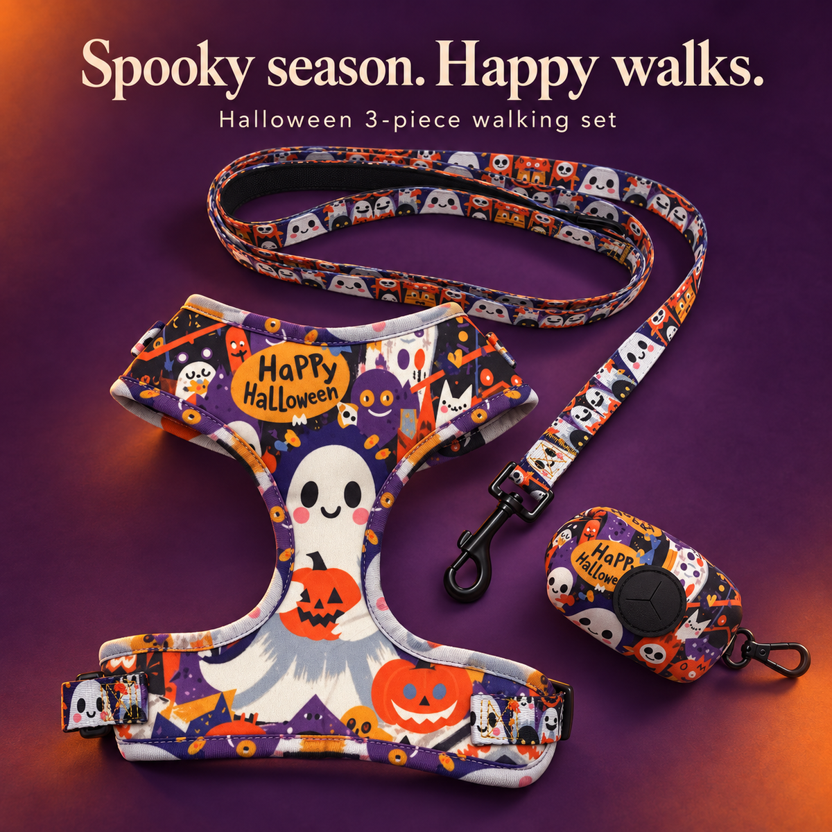Halloween three-piece walking set on a purple studio background [PZ-998206163521-hero]