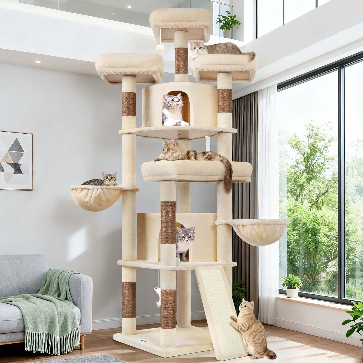 Globlazer F80H Multi-Level Cat Tree — Beige, 80 in — main product image [PZ-globlazer-f80h-bg-hero]