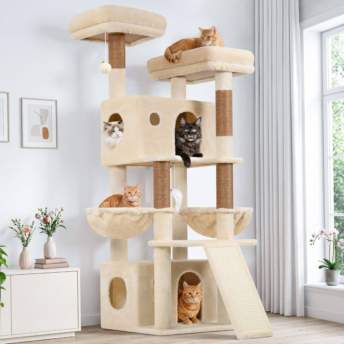Globlazer F64B Cat Tower — Beige, 64 in — main product image [PZ-globlazer-f64b-bg-hero]