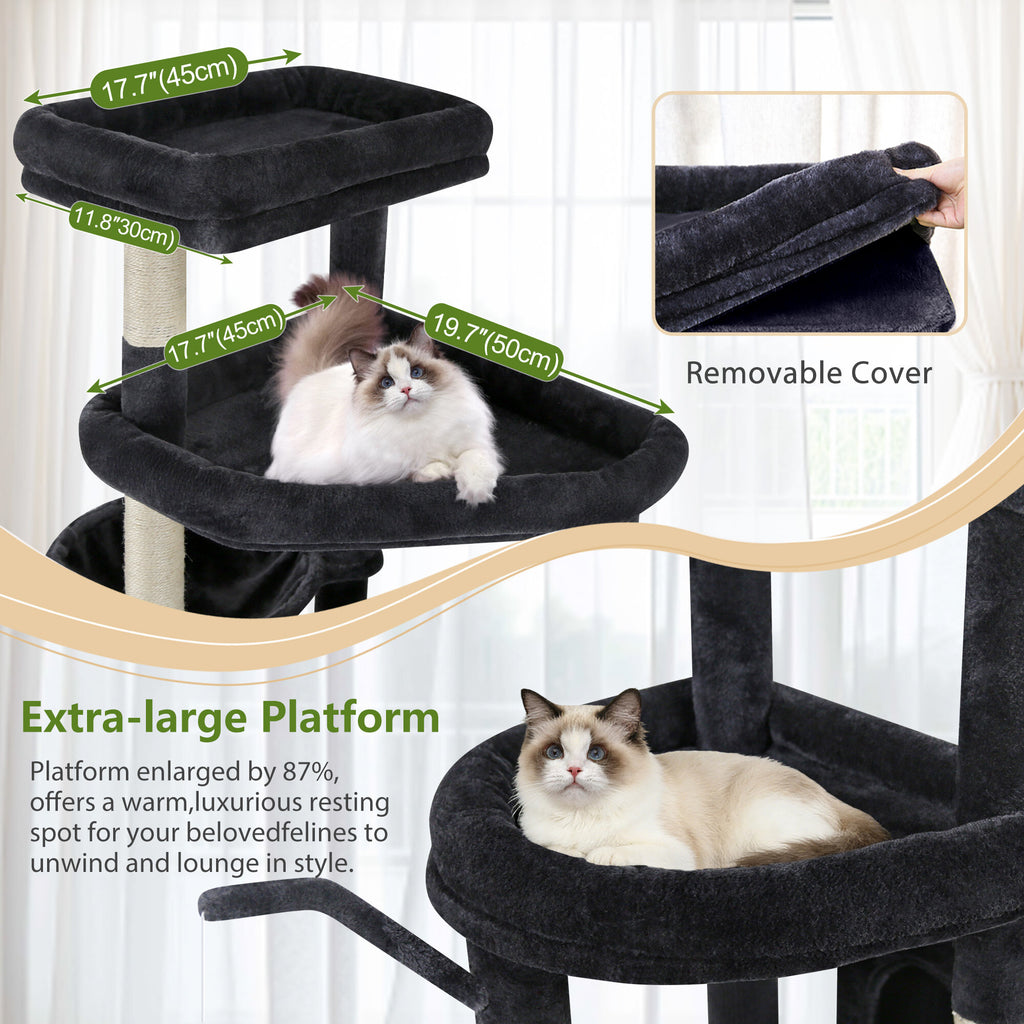 Globlazer S83 Heavy Duty Cat Tree — Dark Grey, 83 in — product detail image 3 [PZ-globlazer-s83-dg-gallery-04]