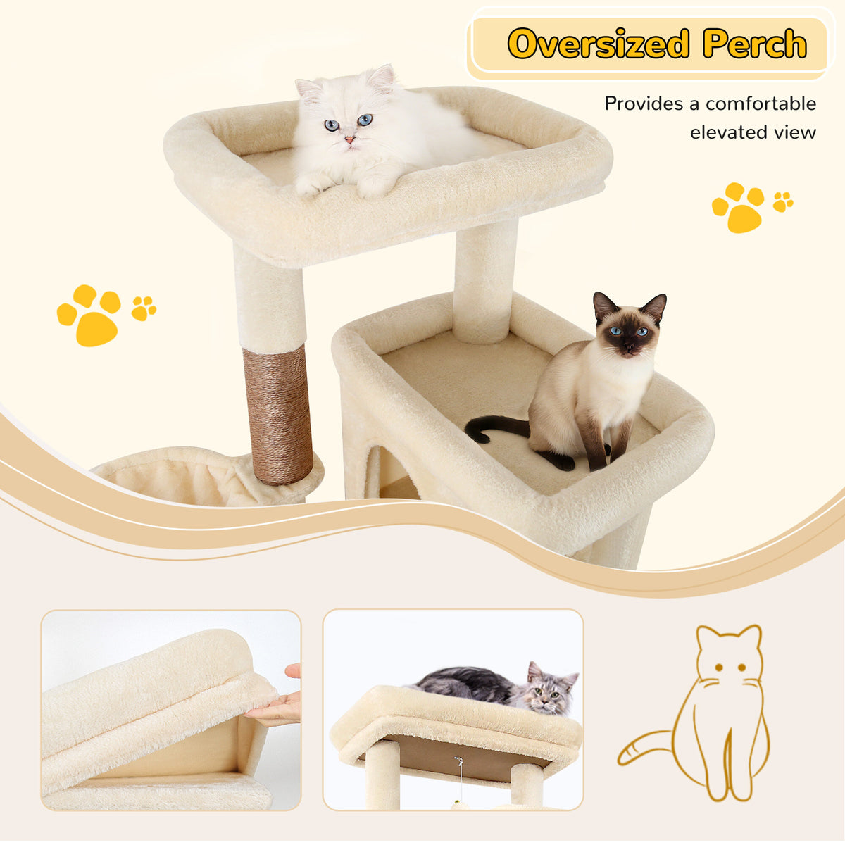 Globlazer S78 Cat Tower — Beige, 78 in — product detail image 3 [PZ-globlazer-s78-bg-gallery-04]
