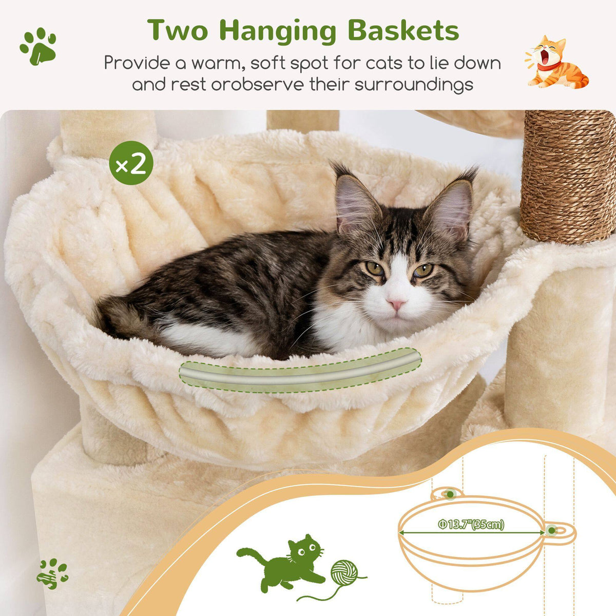 Globlazer F64B Cat Tower — Beige, 64 in — product detail image 3 [PZ-globlazer-f64b-bg-gallery-04]
