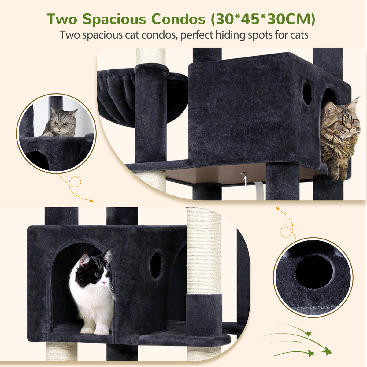 Globlazer S83 Heavy Duty Cat Tree — Dark Grey, 83 in — product detail image 5 [PZ-globlazer-s83-dg-gallery-06]