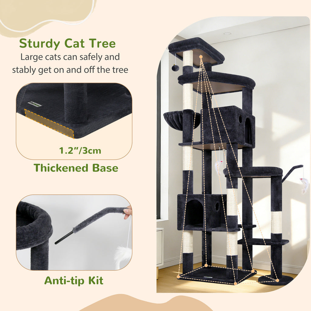 Globlazer S83 Heavy Duty Cat Tree — Dark Grey, 83 in — product detail image 6 [PZ-globlazer-s83-dg-gallery-07]