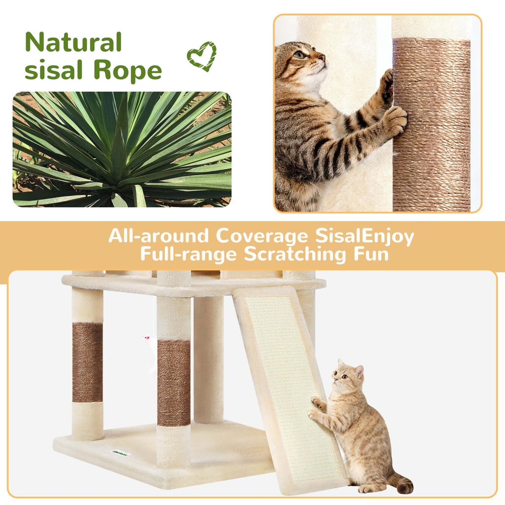 Globlazer F80H Multi-Level Cat Tree — Beige, 80 in — product detail image 6 [PZ-globlazer-f80h-bg-gallery-07]