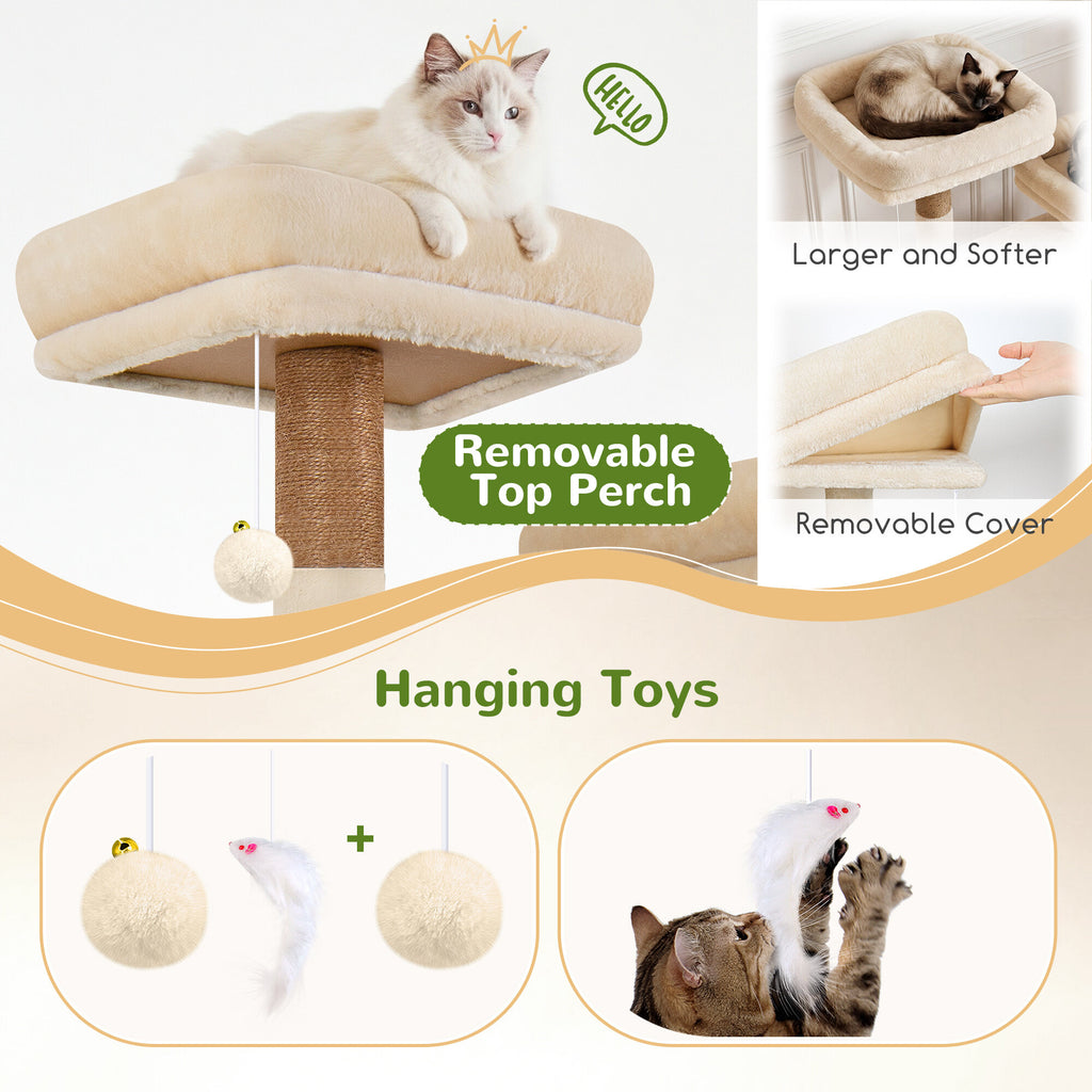 Globlazer F64B Cat Tower — Beige, 64 in — product detail image 6 [PZ-globlazer-f64b-bg-gallery-07]