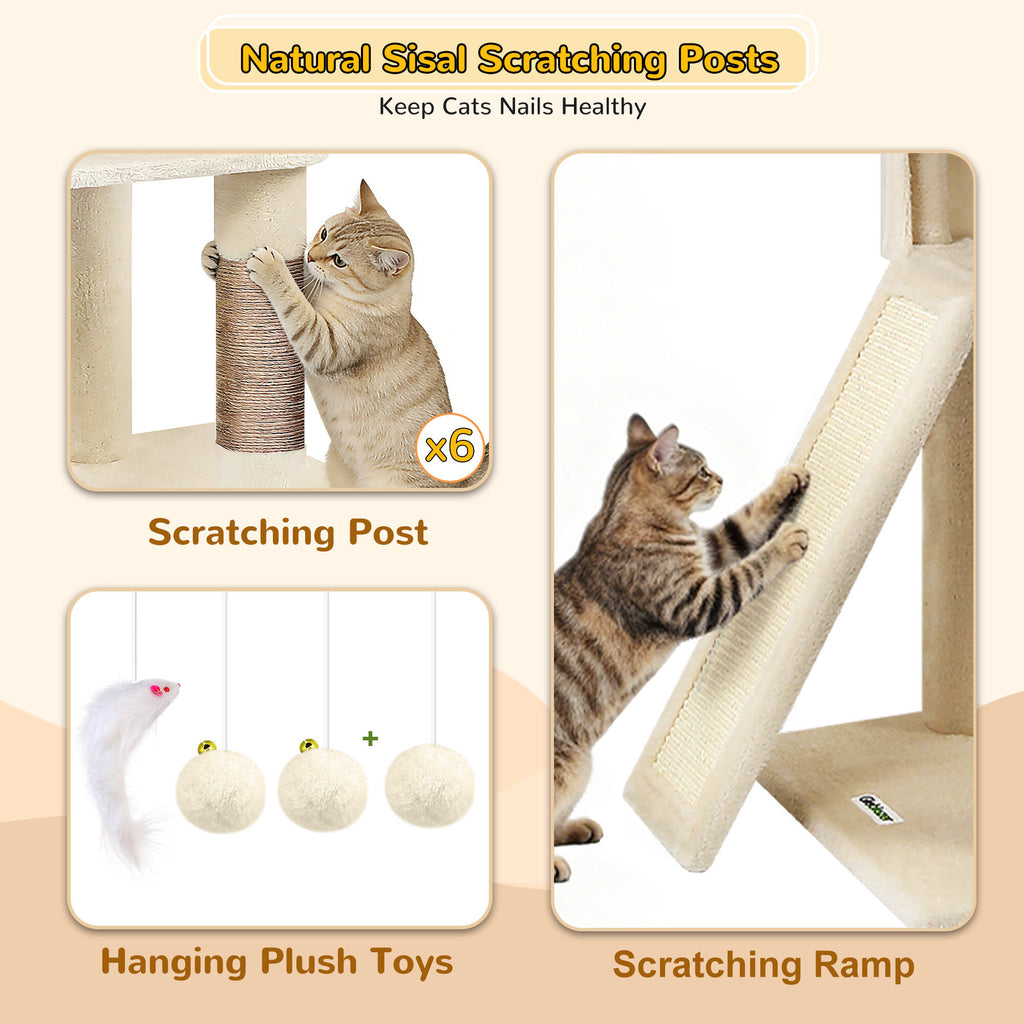 Globlazer S78 Cat Tower — Beige, 78 in — product detail image 6 [PZ-globlazer-s78-bg-gallery-07]