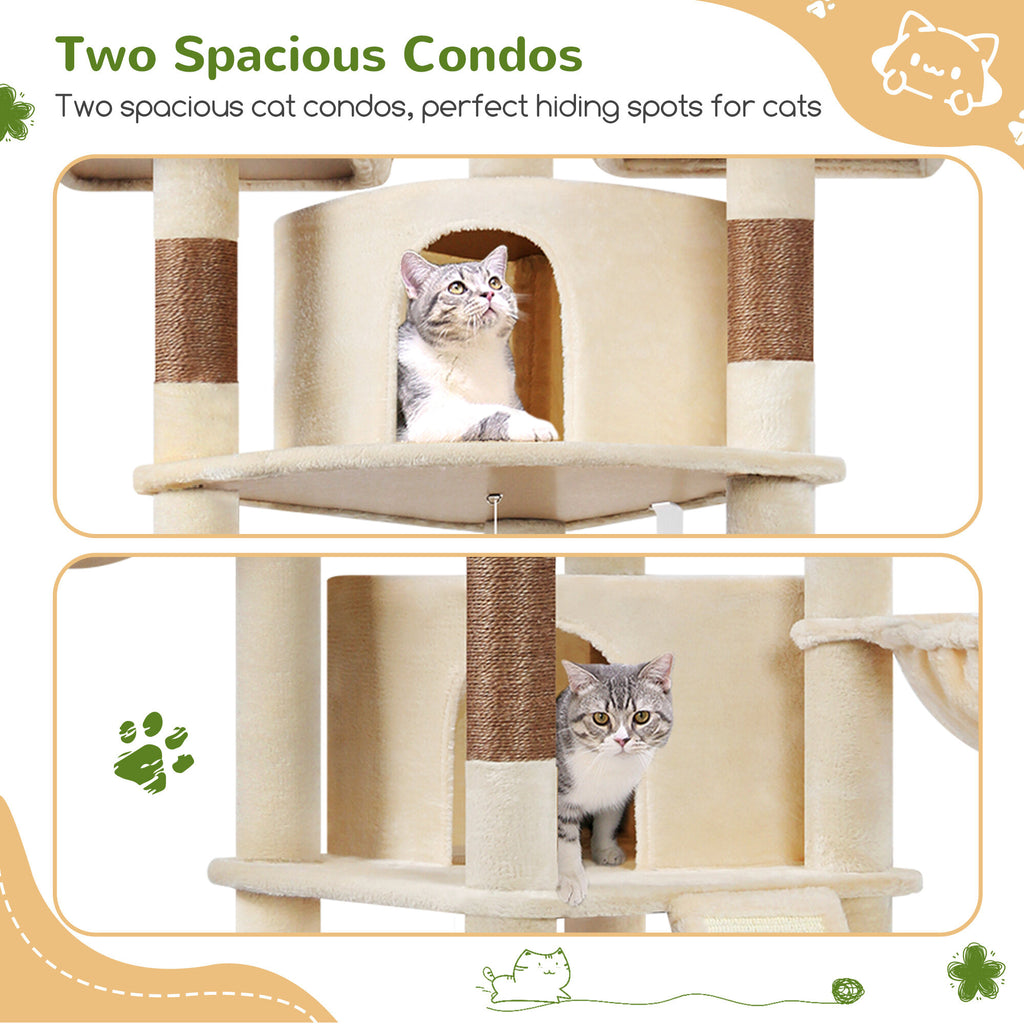 Globlazer F80H Multi-Level Cat Tree — Beige, 80 in — product detail image 7 [PZ-globlazer-f80h-bg-gallery-08]