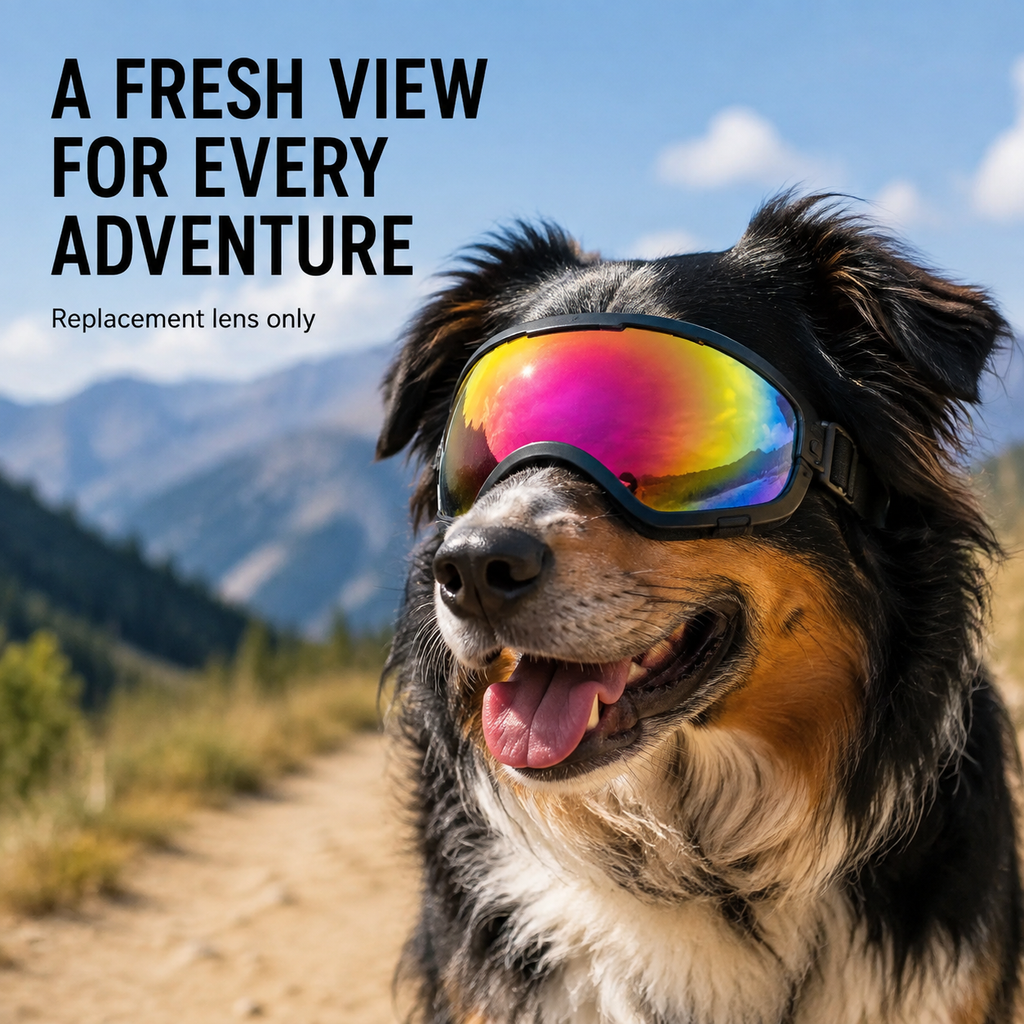 3015 Replacement Dog Goggle Lens — rainbow lens shown in compatible goggles [PZ-677857314116-lifestyle]