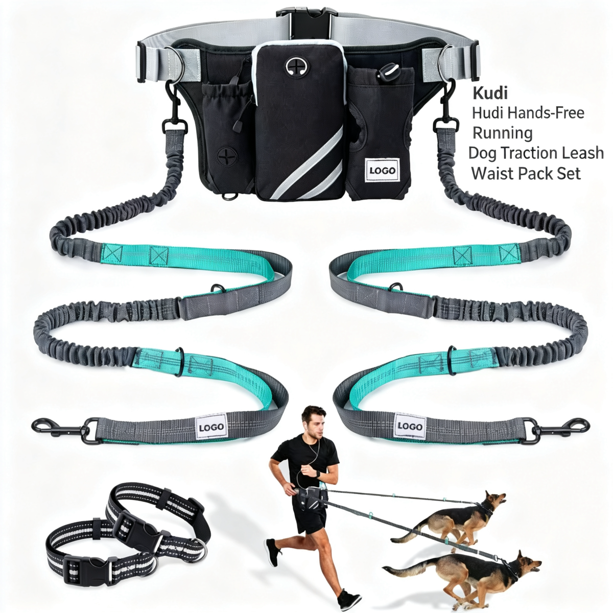 Kudi Hands-Free Running Dog Traction Leash Waist Pack Set - product image 1 [PZ-1052734539082-localized-1]