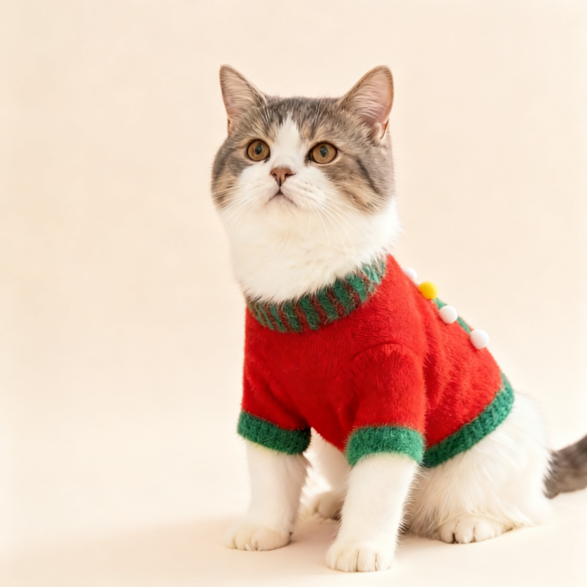 Red Christmas Tree Knit Dog Sweater with Pompom and Star Details - product image 4 [PZ-1002464461510-localized-4]