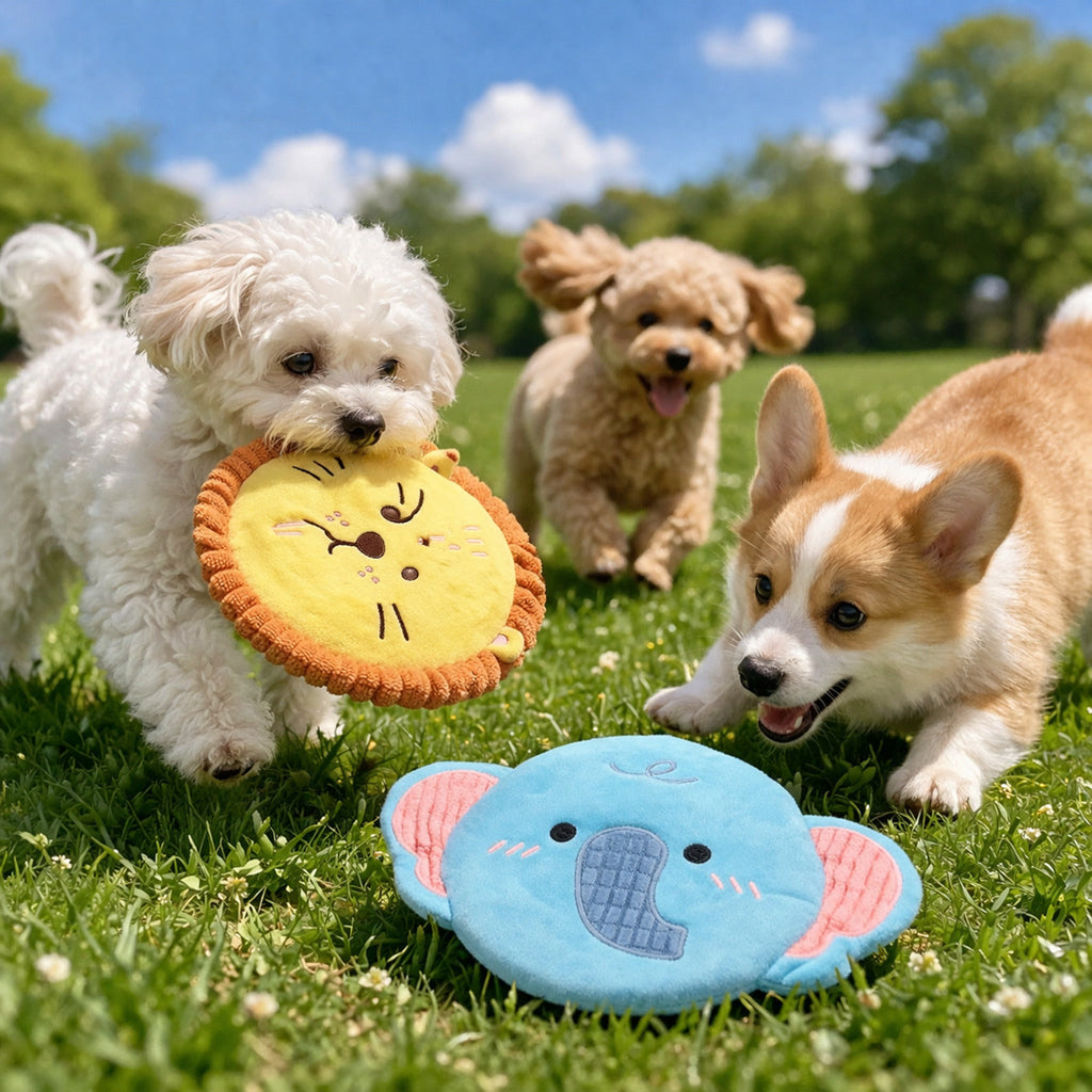 Plush Flying Disc Dog Toy with Squeaker and Crinkle Paper - product image 1 [PZ-1053765513971-localized-1]