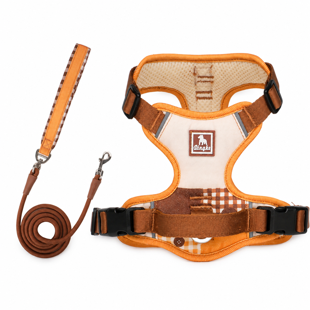 Patchwork dog harness — orange set [PZ-1050852726134-orange-set]