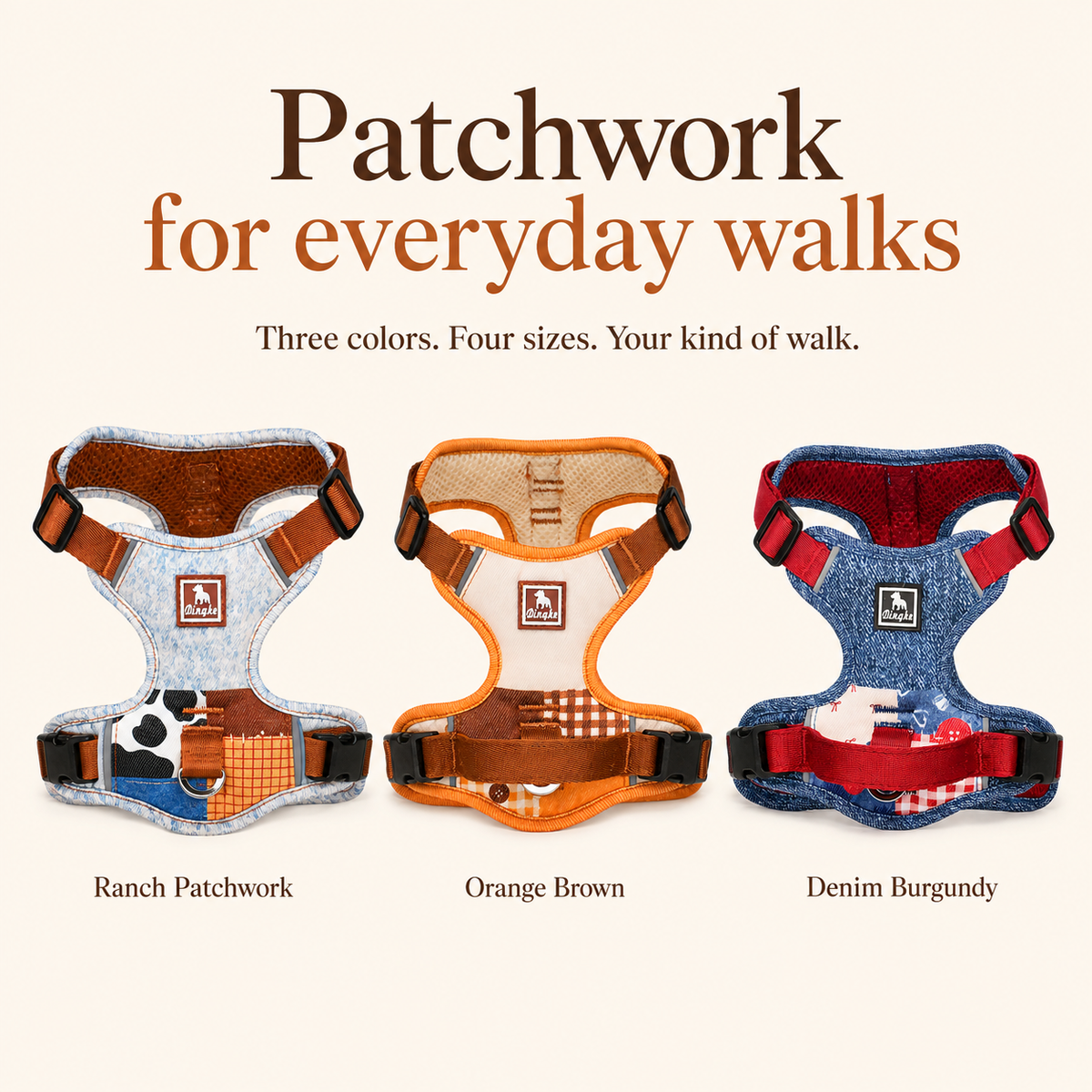 Patchwork dog harness — overview [PZ-1050852726134-overview]