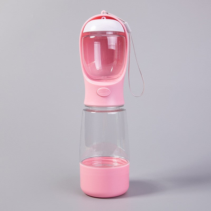 Pink dog travel water and food bottle with wrist strap [PZ-1043983481215-pink]