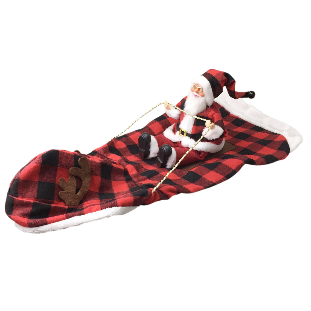 Buffalo Plaid Santa rider dog costume, supplier product view [PZ-597730251098-plaid-santa]