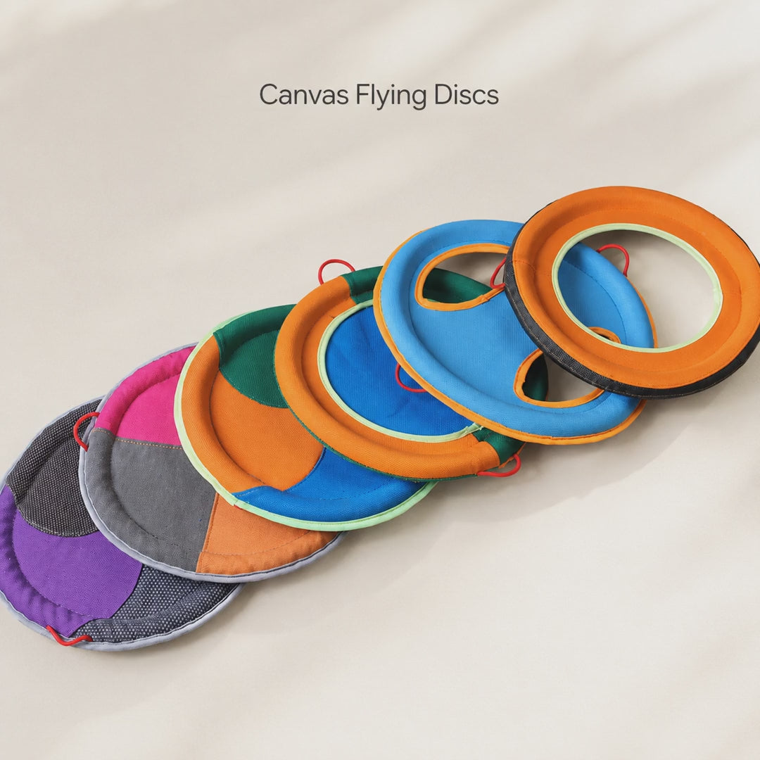 Canvas Squeaky Dog Flying Disc — image-based product introduction [PZ-611847636840-intro]