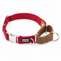 Red / Brown martingale dog collar with silver metal buckle [PZ-1065899617360-red]
