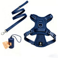 Royal Blue mesh vest harness with matching leash and waste-bag dispenser; sample size shown [PZ-1058802000153-royal-blue]