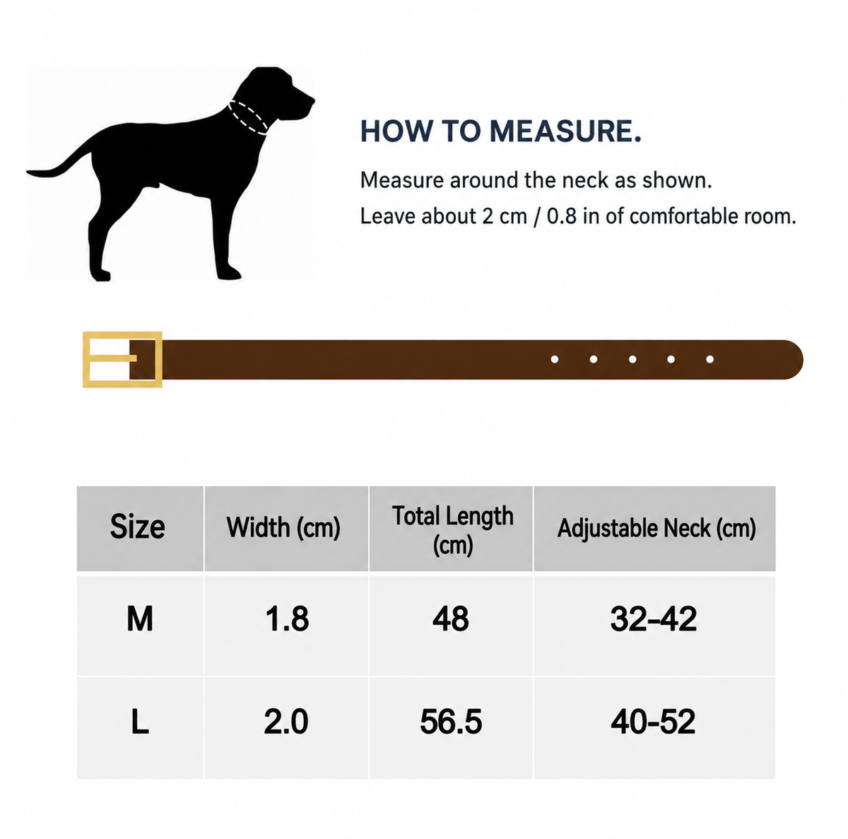 Braided leather dog collar measurement and size guide [PZ-703791991859-size-guide]
