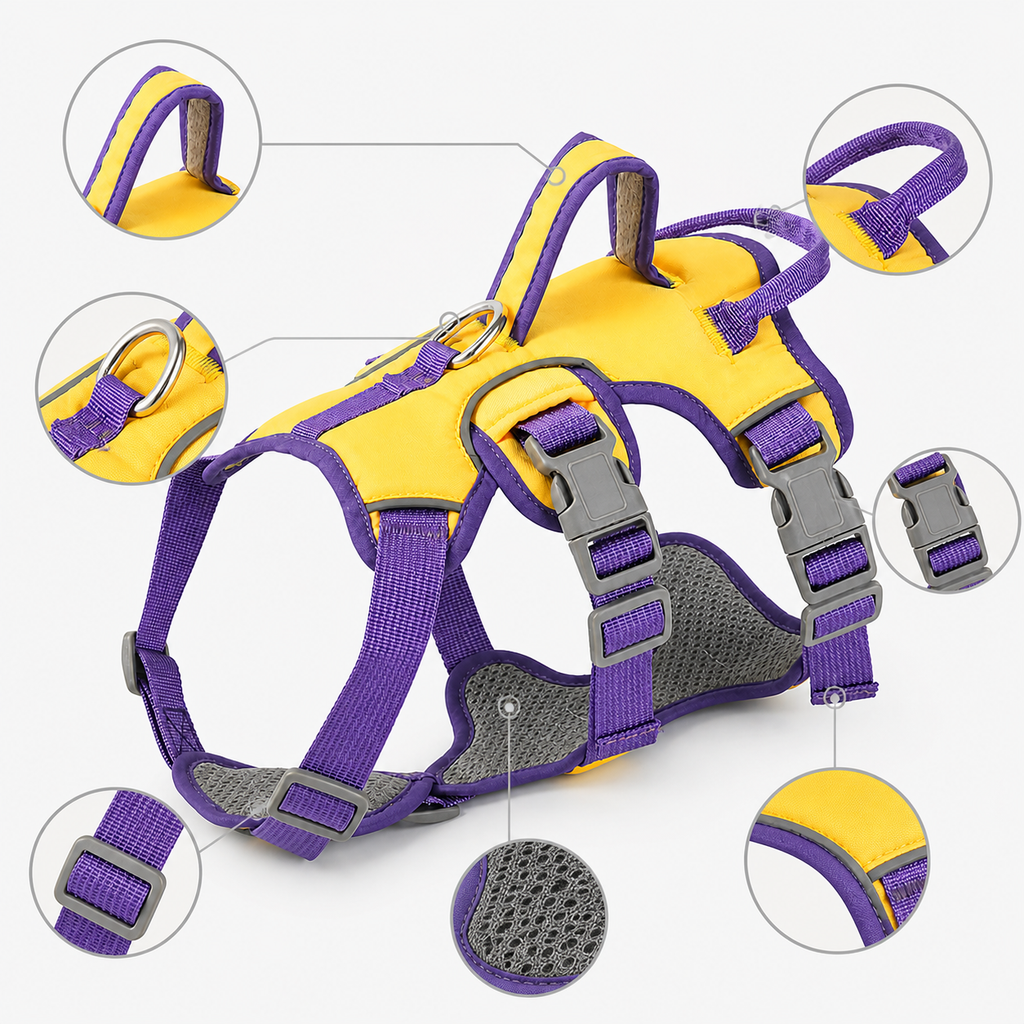 Pawzure TrailGuard Adjustable Dog Harness – Yellow