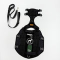 Black tactical dog harness, reflective bungee leash and removable pouches [PZ-1081429020565-black-set]