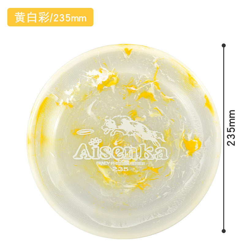 Yellow & White Marble translucent dog flying disc, 235 mm / 9.25 in [PZ-1052655658944-yellow-white-235]
