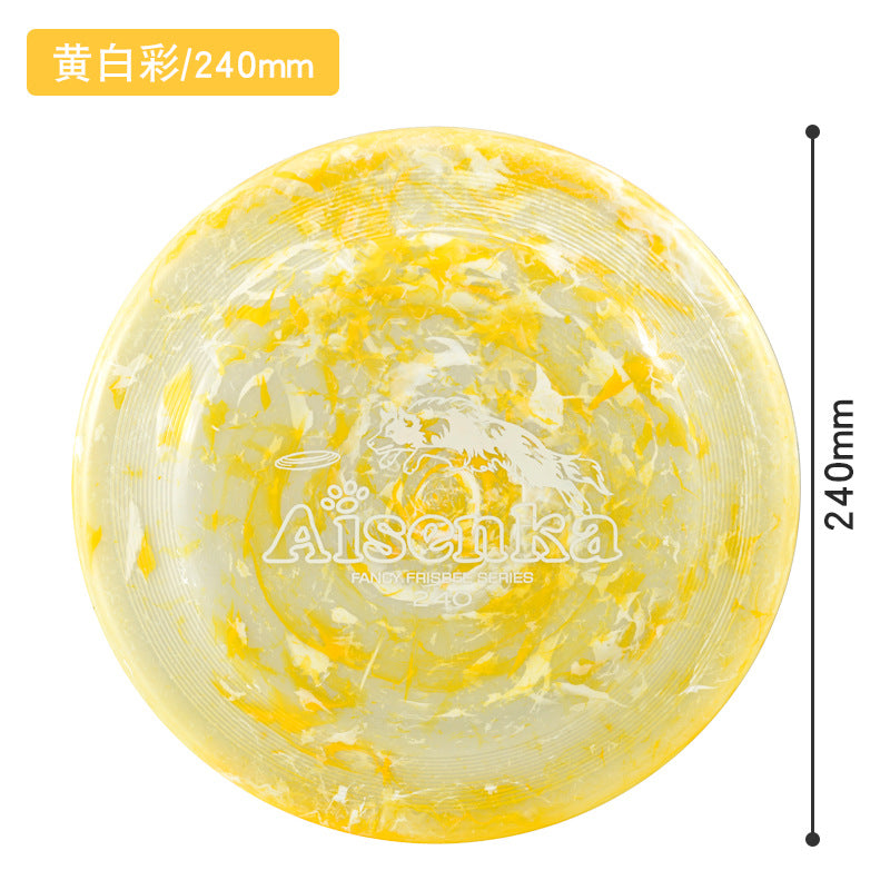 Yellow & White Marble translucent dog flying disc, 240 mm / 9.45 in [PZ-1052655658944-yellow-white-240]